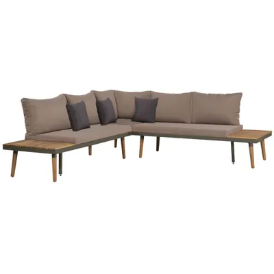 Image de vidaXL Ensemble de salon de jardin 4 pièces avec coussins en bois massif d'acacia brun
