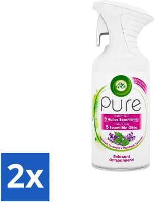 Produktbild von Air Wick Pure – Raumspray – Ätherische Öle – Lavendel – 250 ml - Vorteilspack - 2 Stücke