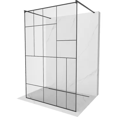 Obrázek produktu pro Mexen Kioto volně stojící sprchová zástěna 100 x 200 cm, Průhledné/Černý vzor 8 mm, Černá - 800-100-002-70-78