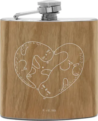 Produktbild von Mr. & Mrs. Panda Hip Flask Otter Herz - Transparent - Geschenk, Love You, Hochzeitstag, edelstahl flachmann, Schnaps, Aus, schnapsflasche, Alkoholflasche, Seeotter