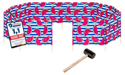 Image de Brise-vent et brise-vue Garronda pour la plage, 15 m de long, avec marteau en caoutchouc GAEX001 (Wassermelone-66, 15 m)