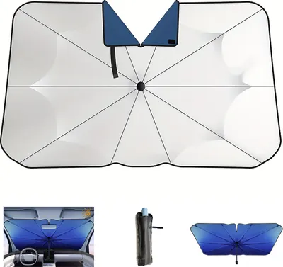 Produktbild von Faltbarer Auto-Sonnenschirm (Anti-UV-Strahlen und Wärme) an der Windschutzscheibe für SUV, LKW, Auto (140*79cm)