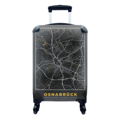 Produktbild von MuchoWow® Koffer Handgepäck Trolley Rollkoffer Kleine Reisekoffer mit 4 Rollen - Osnabrück - Gold - Karte - Stadtplan - Deutschland - Cabin Size < 55x40x23 cm & 55x40x20 cm - Fotokoffer - Kabinenkoffer - Boardgepäck - Reise-Box - Reisekoffer - Reisegepäck - Koffer mit Bild - Trolley für Kinder
