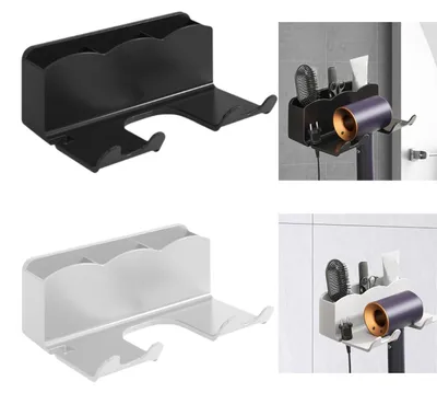 Produktbild von 2 Stück Hängender Haartrocknerhalter - 17 cm - Selbstklebend – Duschablage – Kein Bohren erforderlich - Wandmontage ohne Bohren – Haartrocknerhalter