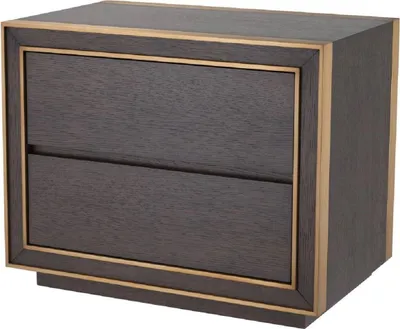 Produktbild von Casa Padrino Luxus Nachttisch Braun / Messingfarben 76 x 48,5 x H. 61,5 cm - Beistelltisch mit 2 Schubladen - Luxus Schlafzimmer Möbel
