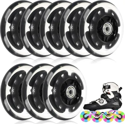 Produktbild von Leuchtende Inline-Skate-Rollen 72 mm mit Lagern – 8 Stück