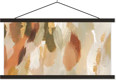 Produktbild von MuchoWow® Textilposter Farbe - Rot - Gold 90x45 cm mit schwarzem Rahmen - Klemmleisten