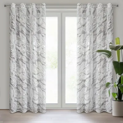 Produktbild von Vorhang ALIVIA weiß silber 140x270 cm Ösen Ösenvorhang