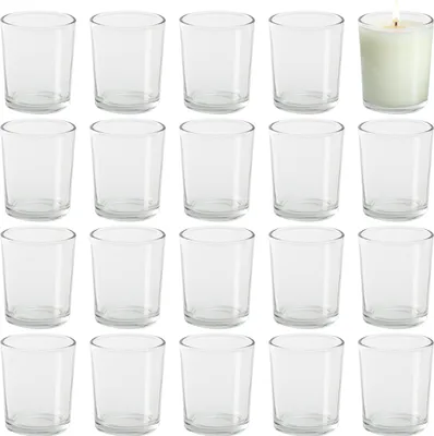 Produktbild von Belle Vous Teelichthalter Glas Transparent Kerzenhalter Glas Set (72Stk) – 5 x 6,5 cm Kerzenständer Glas Kristall – Teelichthalter Set für Hochzeit,