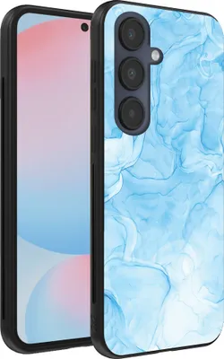 Produktbild von Smartphonica Handytasche Passend für Samsung Galaxy S24 FE mit Marmordruck - TPU Rückseitenschutzhülle Marmordesign - Hellblau