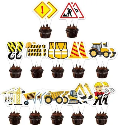 Produktbild von Bau-LKW-Cupcake-Topper 36teilig Geburtstag