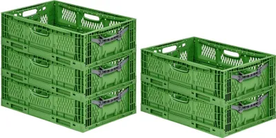 Produktbild von SuperSparSet 5x Stabile Profi-Klappbox Chameleon in Industriequalität | HxBxT 18x40x60cm | 35 Liter | klappbar stapelbar durchbrochen lebensmittelecht | Eurobox Eurobehälter Transportbehälter Stapelbehlter Faltbox