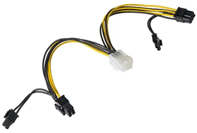 Imagen del producto de Akyga AK-CA-55, 0,15 m, PCI-E (6 pines), 2 x PCI-E (6+2 pines), Conector macho, Conector hembra, Cable directo