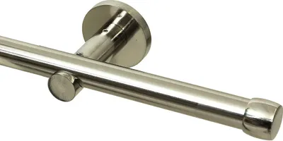 Produktbild von Gardineum - 20 mm Gardinenstangen mit Rohr und einfacher Endkappe, modern, 1-Lauf,  edelstahl-optik - 300 cm mit Verbinder