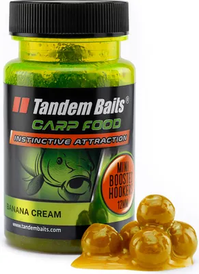 Produktbild von Tandem Baits Carp Food Mini Boosted Hookers Bananencreme, Karpfenfutter, Karpfen Angeln ohne Mühe, Köder zum Große-Fische-Angeln, Karpfenzubehör Profis & Hobby-Angler, Angelfutter 12mm 5g