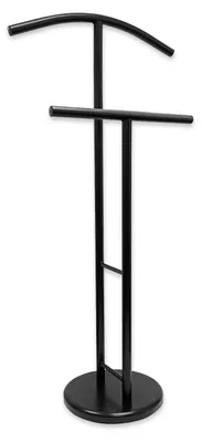 Produktbild von Muntel Herrendiener mit Kleiderbügel, Hosenbügel und Ablage, Stilvoller Kleiderständer, für Schlafzimmer,Dressboy, Schwarz,Stahl