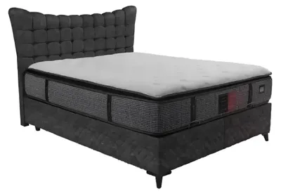Produktbild von Bett Boxspring Betten Luxus Doppelbett inkls. Matratze mit Caro Muster Grau