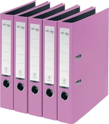 Image de Lot de 5 classeurs A4, marque VON Leitz, en carton avec couverture en plastique, dos de 50 mm