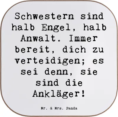 Produktbild von Mr. & Mrs. Panda Personalisierter Untersetzer Schwesternwunder - Weiß - Geschenk, Geschwisterliebe, bedruckt, Handarbeit, Bierdeckel, Glasuntersetzer mit Namen, Jubiläen