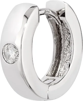 Produktbild von NKlaus Einzel Zirkonia weiß Klappcreole 925 Silber glanz 15mm rhodiniert Damen Ohrring 13548