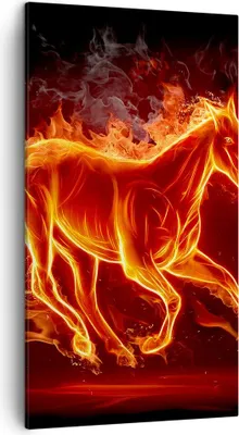 Produktbild von Bild auf Leinwand - Leinwandbild - Pferd Illustration Flammen - 45x80cm - Wand Bild - Wanddeko - Leinwanddruck - Bilder - Kunstdruck - Wanddekoration - Leinwand bilder - Wandkunst - PA45x80-0203