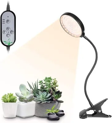 Obrázok produktu pre LED rastlinná lampa s plným spektrom a USB stmievačom, napájaná solárnou energiou, do interiéru, 5 stupňov stmievania, časovač 4/8/12 hodín