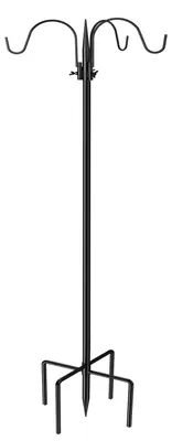 Image de Tige pour distributeur de graines - Crochet réglable de 1,6 m - Crochet à 3 branches - 1 pièce - Métal - Pour distributeurs de graines, plantes et lanternes