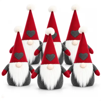 Produktbild von com-four® 6x Wichtelfigur 40 cm, Weihnachtsdeko Wichtel, 1,4 kg, rot