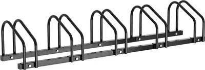 Produktbild von Fahrradständer für 5 Fahrräder Reifenbreite rostfreier Stahl Boden oder Wandmontage Mehrfachständer Fahrradhalter Aufstellständer, Schwarz