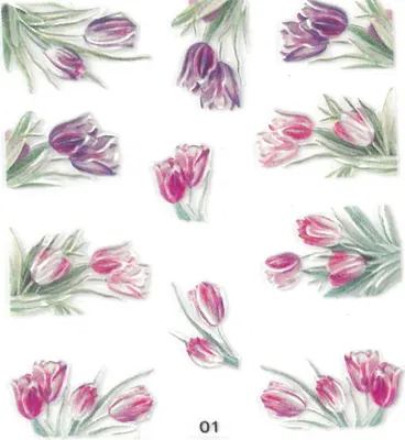 Produktbild von 5D Nail Sticker selbstklebend Blumen Nr. 01