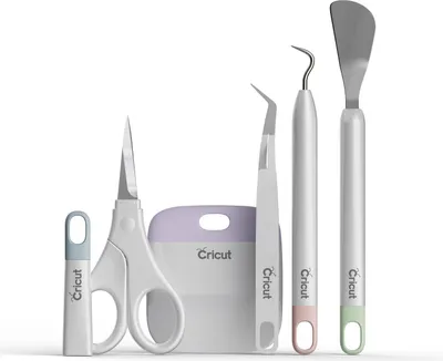 A set of Cricut crafting tools arranged on a white background.