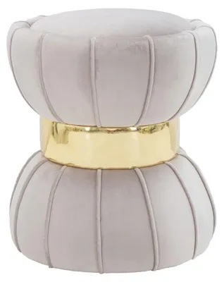 Produktbild von Hocker Flower Grau aus Stoff mit Goldenem Band