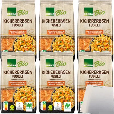 Produktbild von Edeka  Kichererbsen-Fusilli Pasta aus 100% Kichererbsenmehl 6er Pack (6x250g Packung) + usy Block