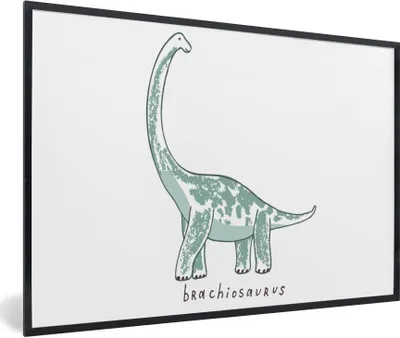 Produktbild von MuchoWow® Gerahmtes Poster Kinderzimmer - Dinosaurier - Brachiosaurus - Jungen - Mädchen - Kind 30x20 cm - Poster mit Schwarzem Bilderrahmen Wandposter Rahmen Foto Bilder - Kunstdruck - Bild-Poster