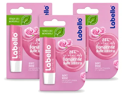 Immagine prodotto di 3 x Balsamo labbra Labello Soft Rosé - 4,8 g - Confezione  - 3 pezzi