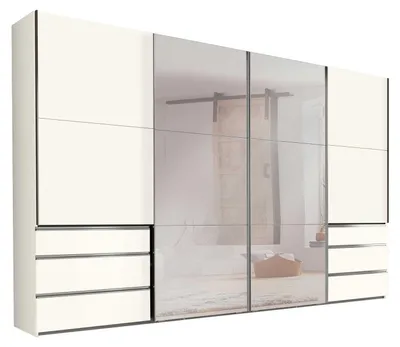 Produktbild von Schwebetürenschrank Level Kleiderschrank mit Synchronöffnung Ausführung wählbar,weiß,300x65x236cm
