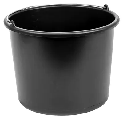 Produktbild von Eimer Baueimer Kunststoff Mörteleimer Kübel Haus Gartenbau Skala MetallHenkel, 12 L, schwarz