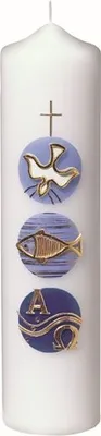 Produktbild von Taufkerze Jungen 25 x 6 cm mit Namensverzierung und Geschenkkarton, Nr. K51