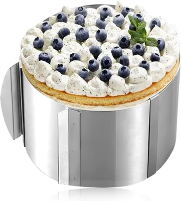Produktbild von Kuchenring verstellbar, hohe Kuchenring mit 2 Griffen, 16-30 cm, hitzebeständig, Edelstahl