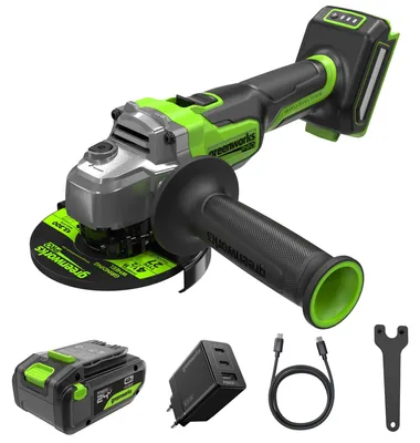 Obrázek produktu pro Akumulátorový úhlová bruska Greenworks, 24 V, průměr kotouče 125 mm, 9000 otáček za minutu, 900 W, bezuhlíkový motor