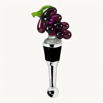 Image de Bouchons de bouteille en forme de grappe de raisin (hauteur 9 cm) pour champagne, vin et vins pétillants, dans le style de l'art du verre traditionnel, fabriqués à la main