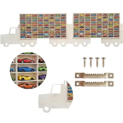 Produktbild von Modellauto-Regal als LKW mit Auflieger für 160 Autos 1:64, große Sammlervitrine für Autos