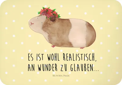 Produktbild von Mr. & Mrs. Panda magnet Meerschweinchen Weisheit - Gelb Pastell - Geschenk, zettelhalter, Wunder, Lustige Sprüche, whiteboardmagnet, Notizhalter, Motivation, holzmagnet