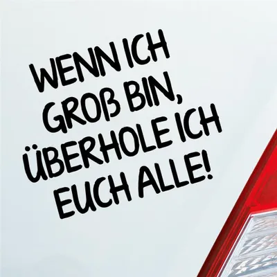 Produktbild von Auto Aufkleber Wenn ich groß bin, überhole ich euch alle! 12x9 cm Schwarz Matt Sticker Heckscheibenaufkleber
