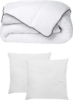 Produktbild von Bettdecke mit Seidenstruktur 200 x 200 cm + 2 Kissen 60 x 60 cm - Weiß - BIESYA