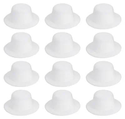 12 Mini-Formelhüte aus Stoff, weiß, 13,5 x 5,5 cm