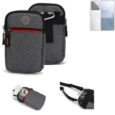 Produktbild von K-S-Trade Holster Gürteltasche kompatibel mit Xiaomi 14 Handy Tasche Schutz Hülle grau Zusatzfächer 1x