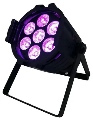 Obrázok produktu pre Pódiové reflektory, 7x18W RGBWA+UV, ovládanie DMX, LED hliník 7x18W, zástrčka EU