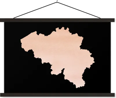 Produktbild von MuchoWow® Textilposter Karte - Belgien - Rosa 90x60 cm mit schwarzem Rahmen - Aufhängungssatz