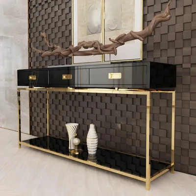 Produktbild von Designer Holz Konsolentisch Tisch Konsole Konsolentische Schmink Tisch Sekretär